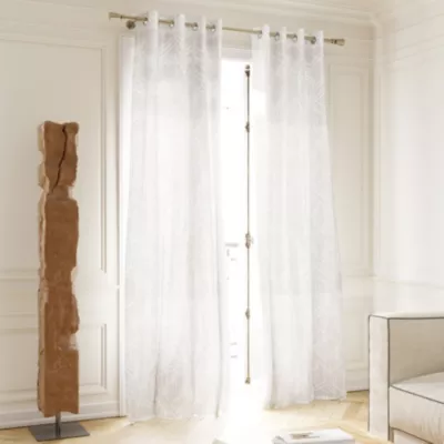 Voilage tamisant à œillets imprimé géométrique Kiya beige lin L.260 x l.140cm GoodHome