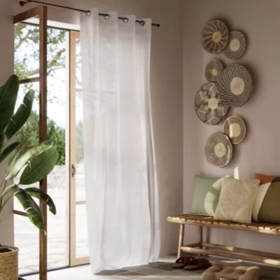 Voilage tamisant à œillets effet lin Yena blanc L.260 x l.140cm GoodHome