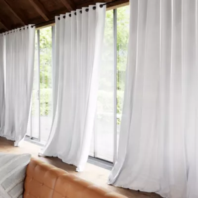 Voilage tamisant à œillets effet lin Howley blanc L.260 x l.300cm GoodHome