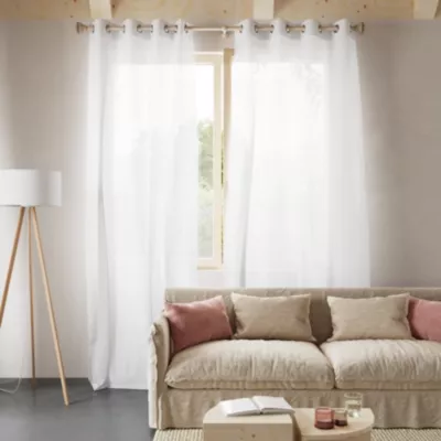 Voilage tamisant à œillets effet lin Howley blanc L.260 x l.140cm GoodHome