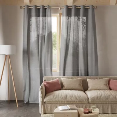 Voilage tamisant à œillets effet lin Howley gris L.260 x l.140cm GoodHome