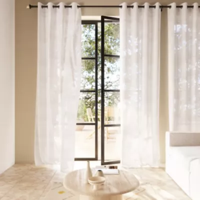 Voilage tamisant à œillets effet lin Yena blanc L.300 x l.140cm GoodHome