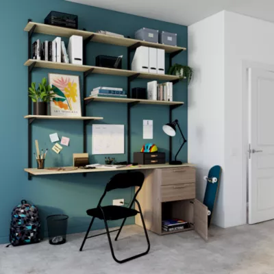 Armoire basse effet chêne 2 portes et 2 tiroirs GoodHome Atomia H. 75 x L. 50 x P. 58 cm