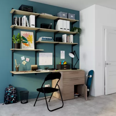Armoire basse effet chêne 2 portes et 2 tiroirs GoodHome Atomia H. 75 x L. 75 x P. 58 cm