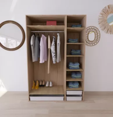 Dressing effet chêne 3 paniers GoodHome Atomia H. 225 x L. 150 x P. 58 cm