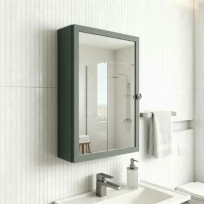 Armoire de toilette vert mat l.50 x H.70 x P.15 cm, GoodHome Perma