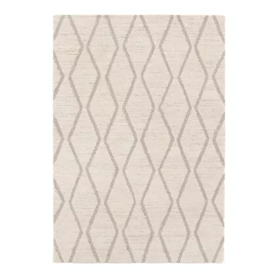 Tapis effet 3D tissé Wapiti poils longs L.120 x L.170cm blanc et gris GoodHome