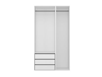 Dressing blanc double penderie 3 tiroirs GoodHome Atomia H. 225 x L. 125 x P. 58 cm