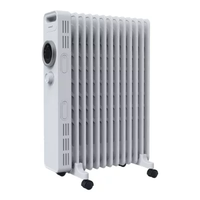 Radiateur à bain d'huile 2500 W, pour 25 m², blanc, l.45 x P.24 x H.64 cm, GoodHome Tekapo NY2513-24M