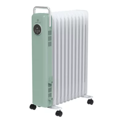 Radiateur à bain d'huile 2500 W, pour 25 m²,vert et blanc, l.41 x P.25 x H.67,5 cm, GoodHome Matouba