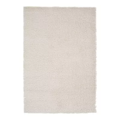 Tapis pelucheux tissé Coltrane GoodHome L. 200cm x l. 290cm blanc cassé