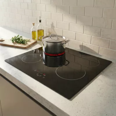Plaque de cuisson vitrocéramique 4 foyers - coloris noir - l.59 x P.52 x H.5 cm NN4ZCR60EU
