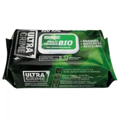 Image principale de Lingettes nettoyantes multiusages XXL 100 % biodégradables Ultragrime Pro - paquet de 100