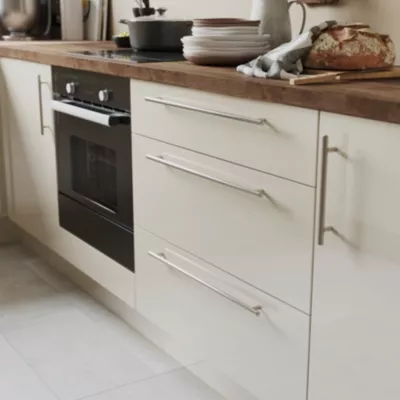 Poignée de meuble de cuisine GoodHome Annatto effet nickel L. 51 cm, 2 pièces