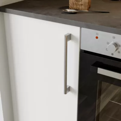Poignée de meuble de cuisine GoodHome Khara effet nickel L. 28,4 cm, 2 pièces