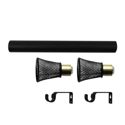 Ensemble barre à rideaux extensible embout cône GoodHome noir mat L.120/210 cm Ø16/19cm