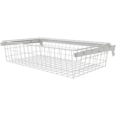 Panier coulissant filaire en acier blanc L. 66 x P. 40 cm