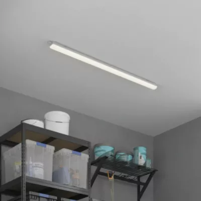 Réglette lumineuse Nehsi LED intégrée blanc neutre IP65 5600lm 60W L.70xl.160xH.5,6 cm gris GoodHome