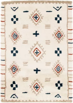 Tapis Manzo Berbère GoodHome beige et bleu L.230 x l.160 cm