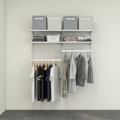 Rangement ouvert mural 2 colonnes avec penderie H. 200 x L. 132 x P. 40 cm