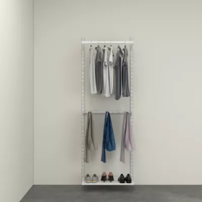 Rangement ouvert mural 1 colonne avec penderie et porte(pantalons H. 200 x L. 66 x P. 40 cm