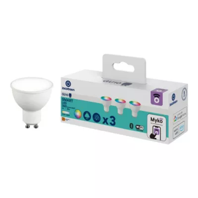 3 ampoules LED connectées Myko GU10 350lm=32W variation de blancs et couleurs Jacobsen blanc