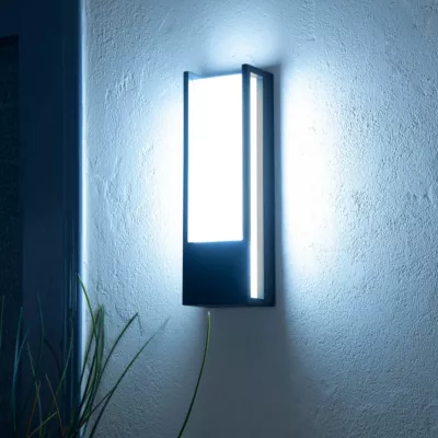 Applique murale LED intégrée extérieur Myko 1200lm variation de blancs et couleurs GoodHome l.7,1 x H.30 cm noir
