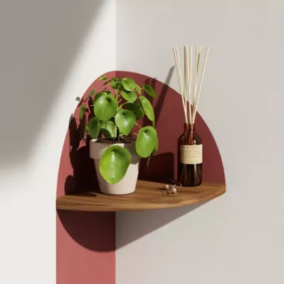 Tablette murale d'angle GoodHome Rigga effet noyer 25 cm