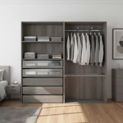Dressing ouvert effet chêne grisé GoodHome Atomia H. 187,5 x L. 200 x P. 45 cm