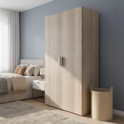 Armoire penderie portes battantes effet chêne GoodHome Atomia H. 187,5 x L. 100 x P. 45 cm