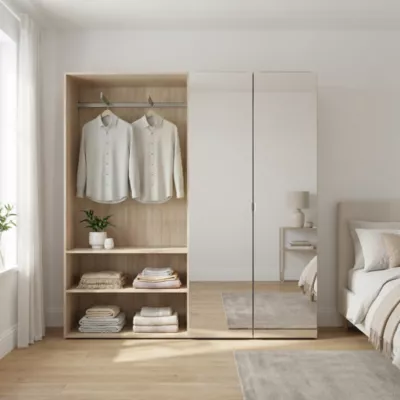 Armoire semi-ouverte effet chêne GoodHome Atomia H. 187,5 x L. 200 x P. 45 cm