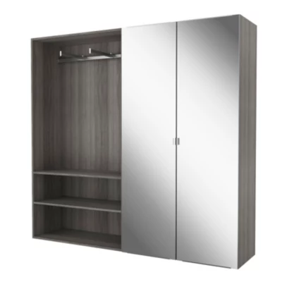 Armoire semi-ouverte effet chêne grisé GoodHome Atomia H. 187,5 x L. 200 x P. 45 cm