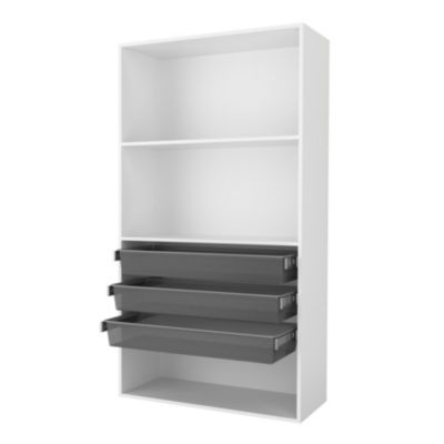 Dressing ouvert tablettes et tiroirs blanc GoodHome Atomia H. 187,5 x L. 100 x P. 45 cm