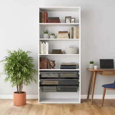Dressing ouvert tablettes et tiroirs blanc GoodHome Atomia H. 225 x L. 100 x P. 45 cm