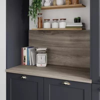 Plan de travail stratifié effet bois grège L.300 x ép.3,8 cm GoodHome Kala