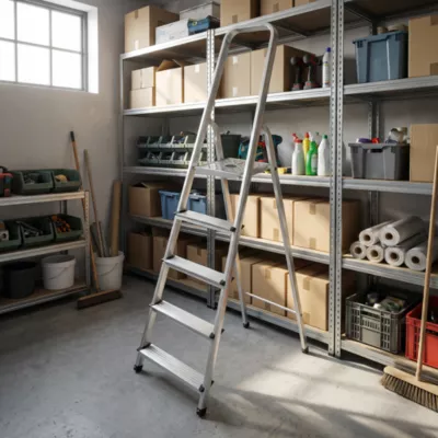 Image principale de Escabeau pliable en aluminium 5 marches – Hauteur de travail 2,73 m