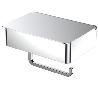 Porte-rouleau papier toilette mural avec couvercle en acier inoxydable chromé Cavally GoodHome
