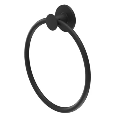 Anneau porte-serviettes mural en acier inoxydable noir Cavally GoodHome