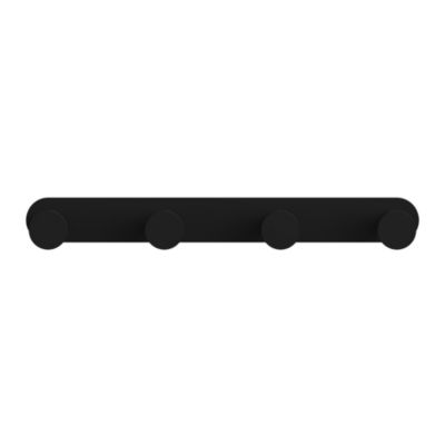 Patère de porte 4 têtes en acier inoxydable noir Cavally GoodHome