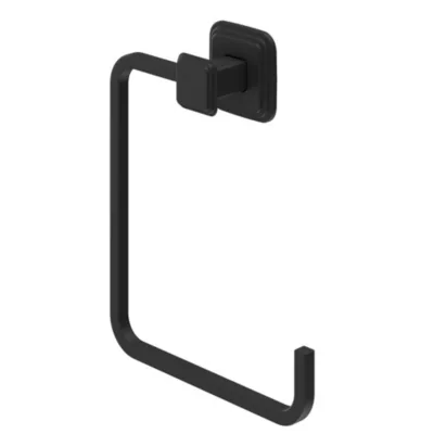 Anneau porte-serviettes mural en acier inoxydable noir Teesta GoodHome