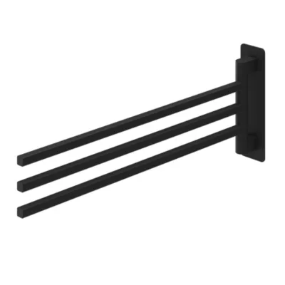 Porte-serviettes pivotant mural en acier inoxydable noir Teesta GoodHome