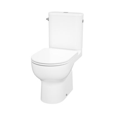 Pack WC à poser sans bride vortex avec abattant déclipsable et frein de chute, sortie verticale, GoodHome Cavally