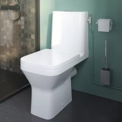 Pack WC à poser sans bride vortex avec abattant déclipsable et frein de chute, sortie horizontale, GoodHome Teesta