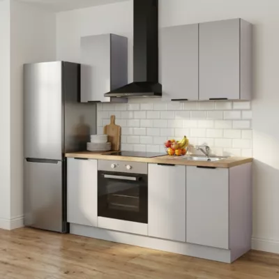 Cuisine complète GoodHome Stevia gris mat sans électroménager
