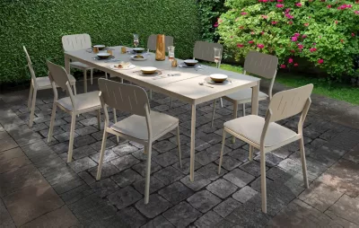 Salon de jardin table extensible et chaises 8 personnes GoodHome Santacruz