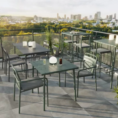 Salon de jardin table et chaises vert 2 personnes GoodHome Lithari