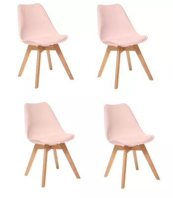 Lot de 4 chaises de table Baya Atmosphera rose clair