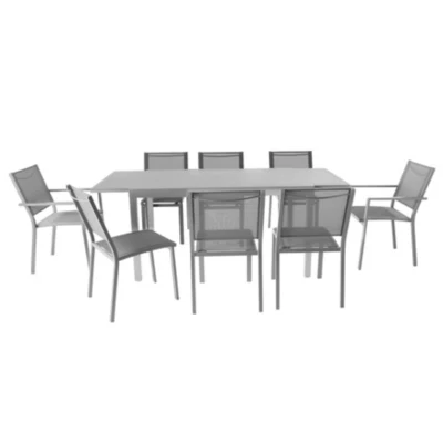 Salon de jardin table et chaises grises 8 personnes Goodhome Moorea