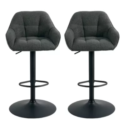 Lot de 2 Lot de 2 tabouretss réglables gris avec accoudoirs Airlie