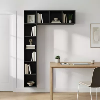 Bibliothéque murale noire GoodHome Atomia H.225 x L.150 x P.35 cm